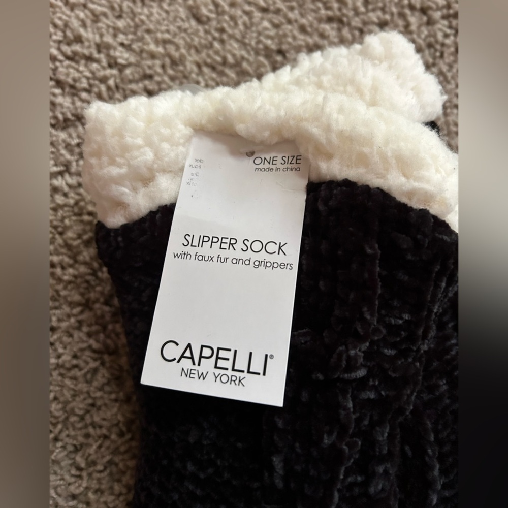 Black Knitted slipper socks